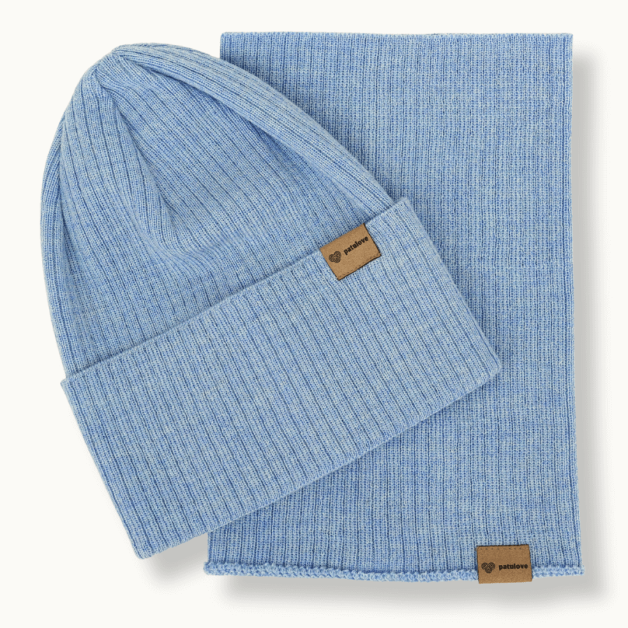 Czapka i komin wełniany SKY BLUE / Patulove