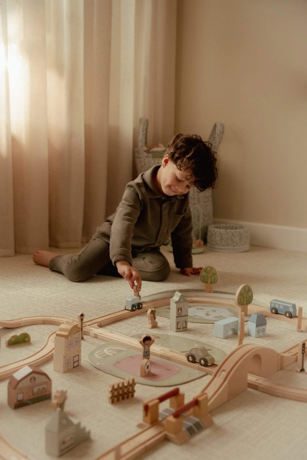 Drewniana kolejka XXL - 114 elementów FSC / Little Dutch