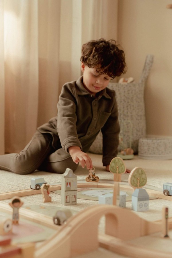 Drewniana kolejka XXL - 114 elementów FSC / Little Dutch