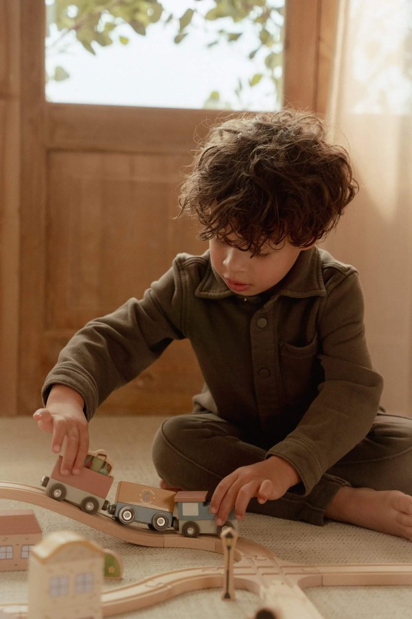 Drewniana kolejka XXL - 114 elementów FSC / Little Dutch