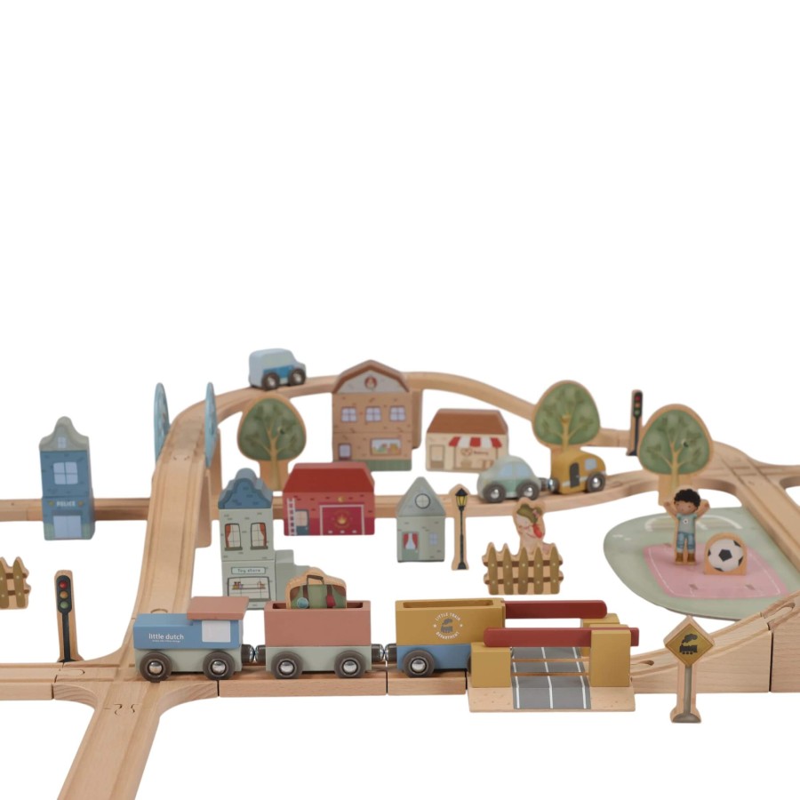 Drewniana kolejka XXL - 114 elementów FSC / Little Dutch