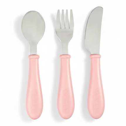 Sztućce ze stali nierdzewnej 12 m+ Old Pink / Beaba