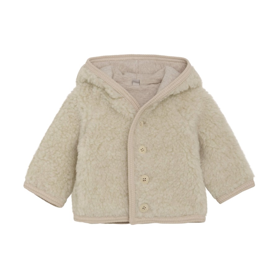 Kurtka 100% wełny merino Teddy - Cement / HUTTEliHUT