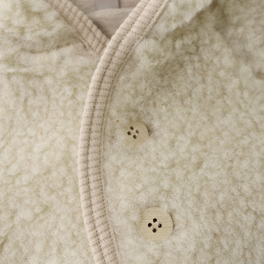 Kurtka 100% wełny merino Teddy - Cement / HUTTEliHUT
