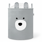 Zamykany kosz na ściągacz do przechowywania zabawek PREMIUM - Szary Miś / SIPO