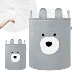 Zamykany kosz na ściągacz do przechowywania zabawek PREMIUM - Szary Miś / SIPO