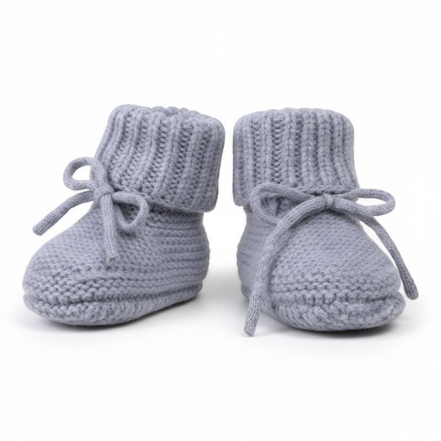 Buciki niechodki z wełny merino 100% - szare Drizzle / Lodger