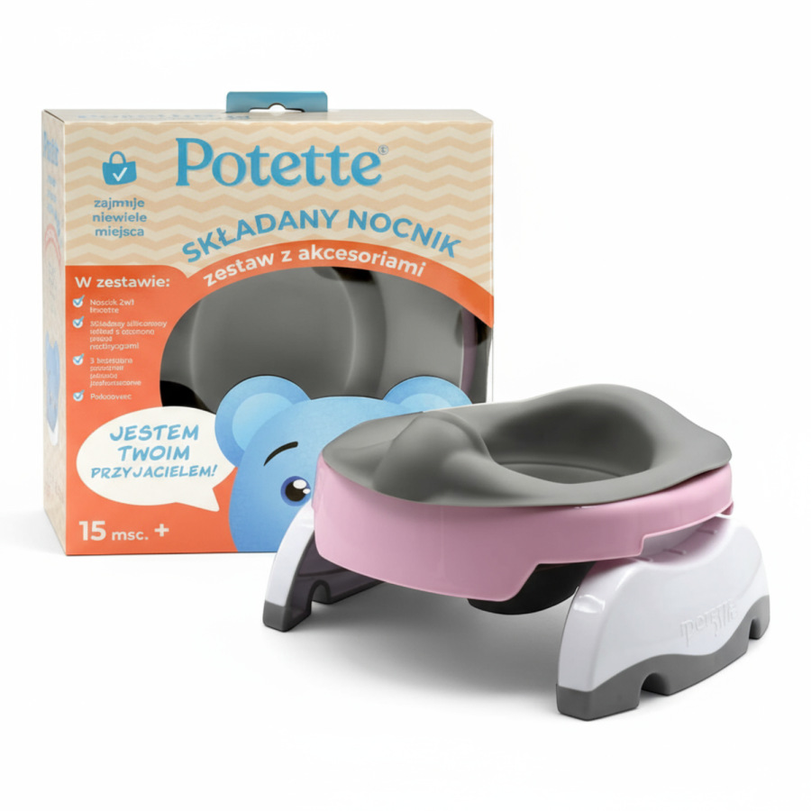 Zestaw wielofunkcyjny - nocnik z akcesoriami, różowo-biały / Potette Plus