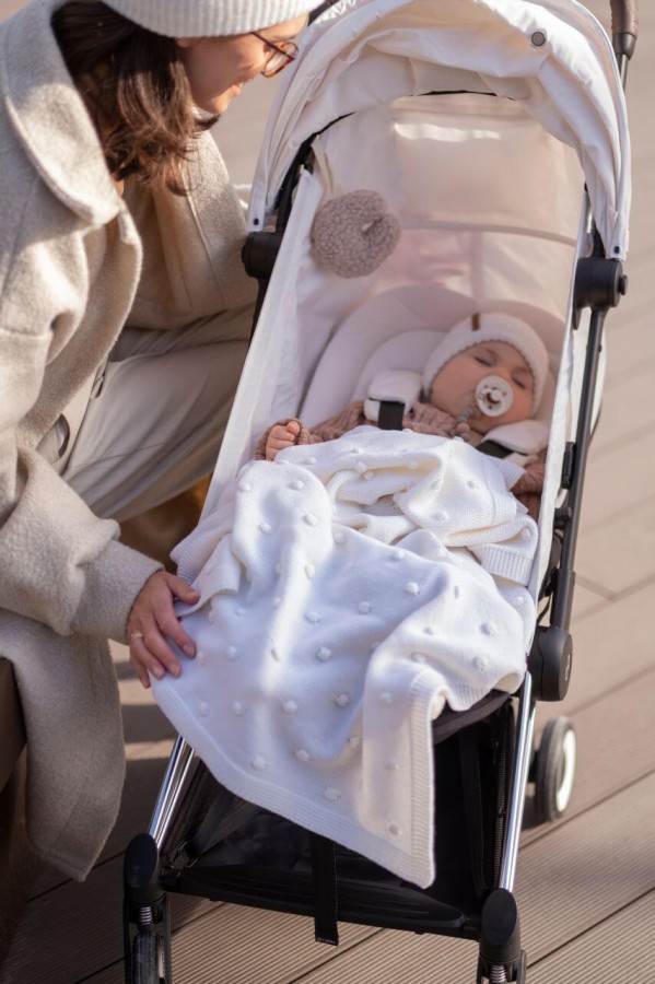 Podwójna czapka beanie z wełny merino LATTE / Pink no more