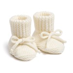Buciki niemowlęce merino - latte / Pink no More