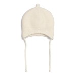 Czapka pilotka 100% merino - latte / Pink no More
