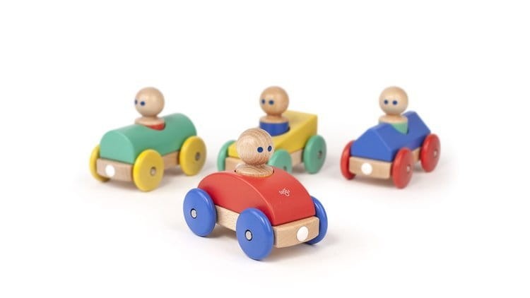 Drewniane klocki magnetyczne BABY & TODDLER Magnetic Racer Poppy/Blue / TEGU