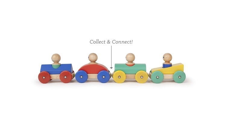 Drewniane klocki magnetyczne BABY & TODDLER Magnetic Racer Poppy/Blue / TEGU