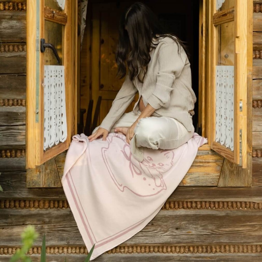 Bambusowo-bawełniany kocyk do zdjęć - oh baby Pink Cat in Cup / Mommy Planner