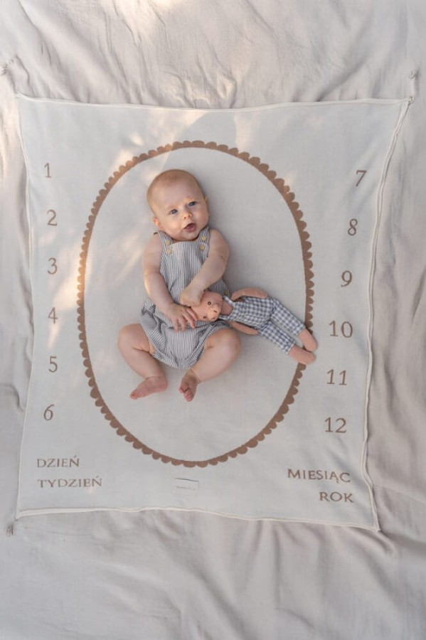 Bambusowo-bawełniany kocyk do zdjęć - oh baby Pink Cat in Cup / Mommy Planner