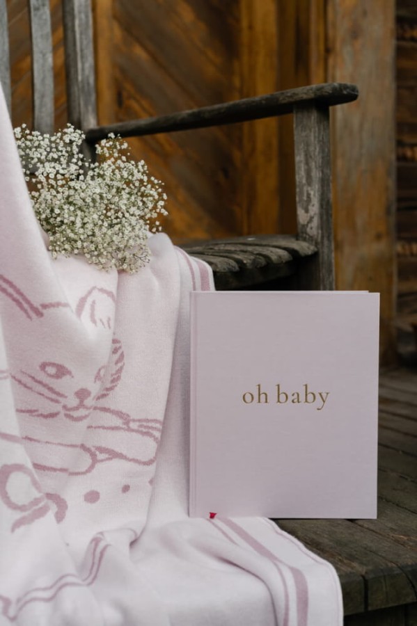 Bambusowo-bawełniany kocyk do zdjęć - oh baby Pink Cat in Cup / Mommy Planner