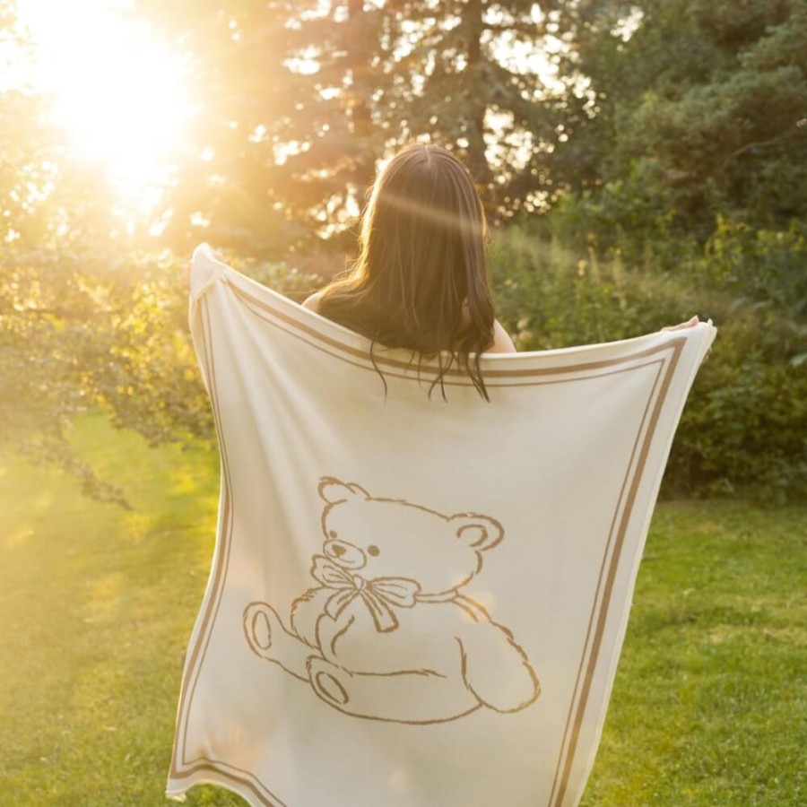 Bambusowo-bawełniany kocyk do zdjęć - oh baby Oat Teddy Bear / Mommy Planner