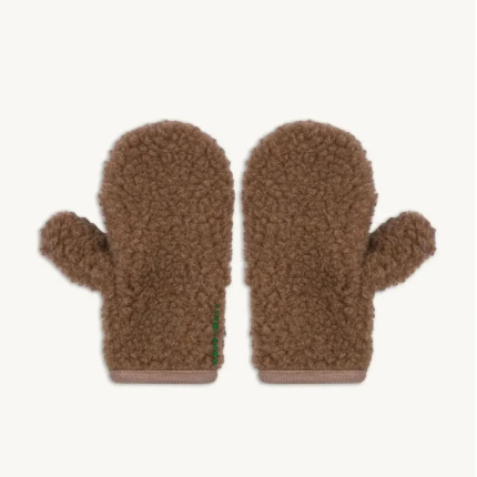 Rękawiczki z wełny merino z klapką dla dorosłych - teddy brown / Happymess
