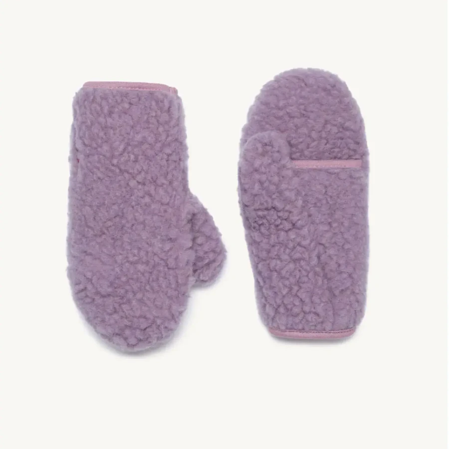 Rękawiczki z wełny merino z klapką dla dorosłych - lilac cloud / Happymess