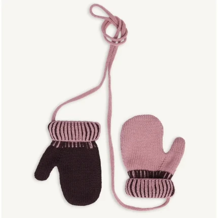 Dziecięce rękawiczki z wełny merino - mauve & brown / Happymess