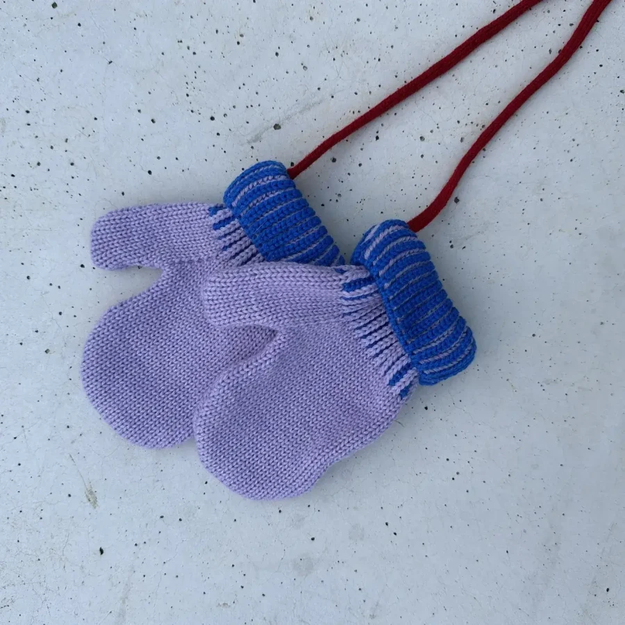 Dziecięce rękawiczki z wełny merino - lilac & ice / Happymess