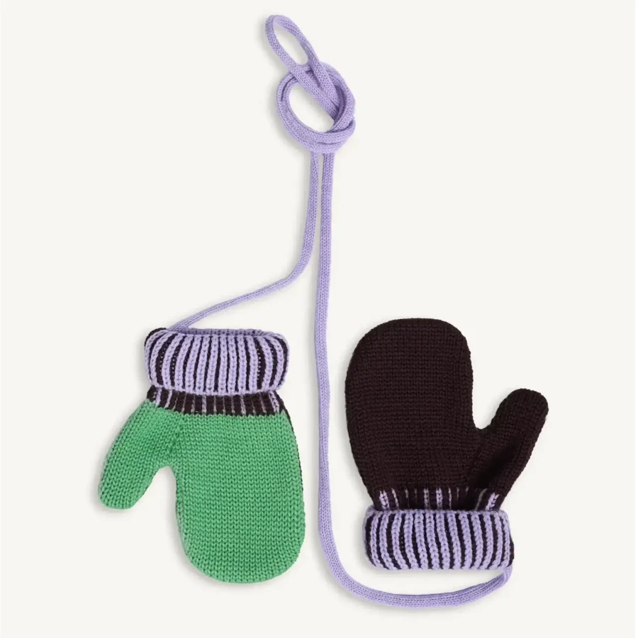 Dziecięce rękawiczki z wełny merino - green & brown / Happymess