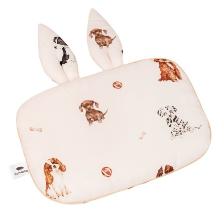 Płaska bambusowa poduszka z uszkami Pieski 25x35cm / Samiboo