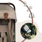 Klipsy magnetyczne z metalową zawieszką do wózka i fotelika, zestaw 2 szt. - brązowe / SIPO