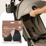 Klipsy magnetyczne z metalową zawieszką do wózka i fotelika, zestaw 2 szt. - czarne / SIPO