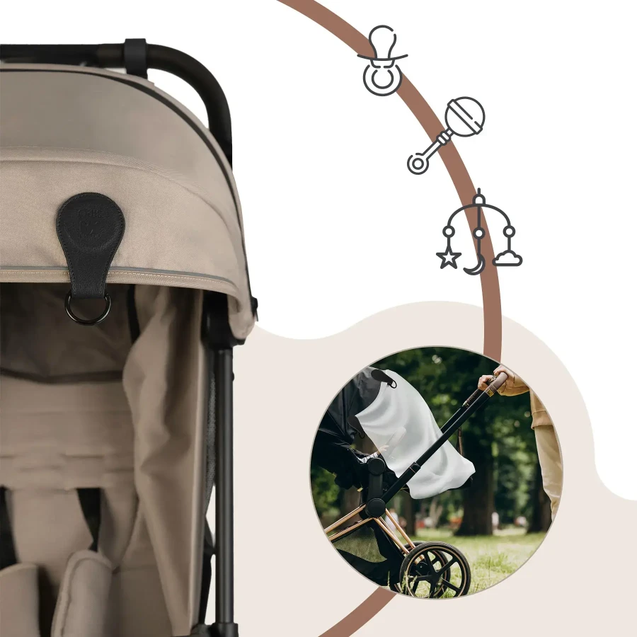 Klipsy magnetyczne z metalową zawieszką do wózka i fotelika, zestaw 2 szt. - czarne / SIPO