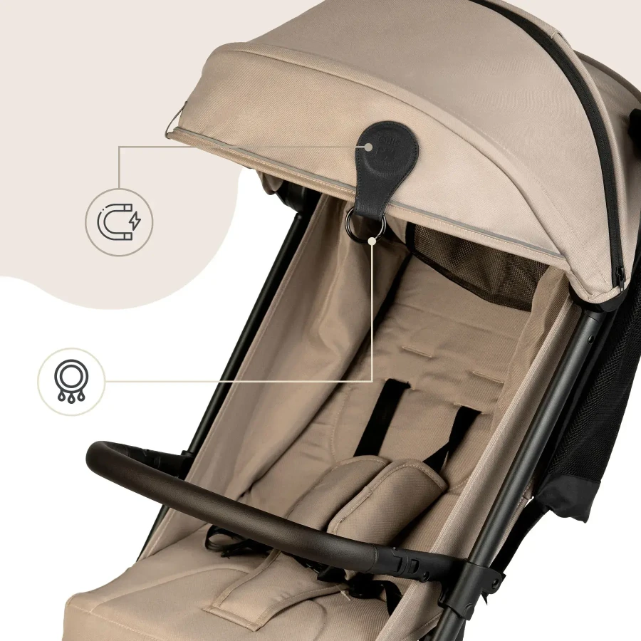 Klipsy magnetyczne z metalową zawieszką do wózka i fotelika, zestaw 2 szt. - czarne / SIPO