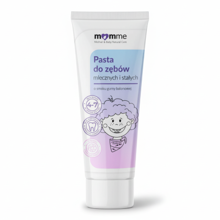 Pasta do zębów mlecznych i stałych 4-7L - guma balonowa, 50 ml / MomMe