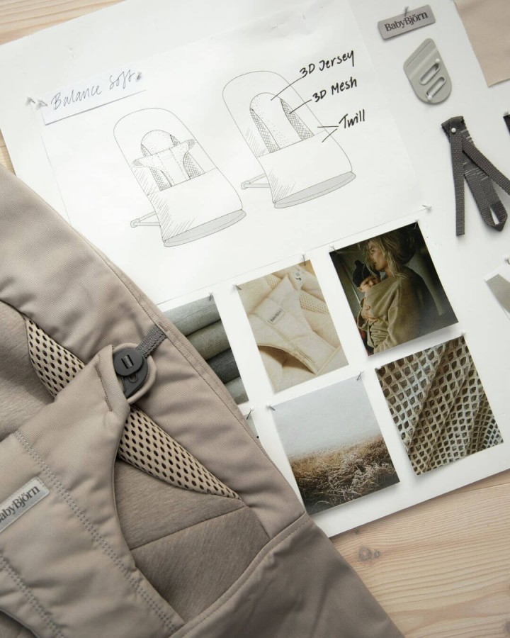 BABYBJORN - leżaczek BALANCE SOFT WOVEN/JERSEY Tri Fabric, Piaskowoszary