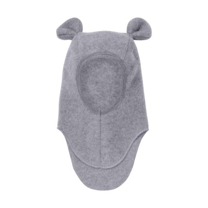 Kominiarka 100% wełny merino z uszkami misia - Medium grey melange / HUTTEliHUT