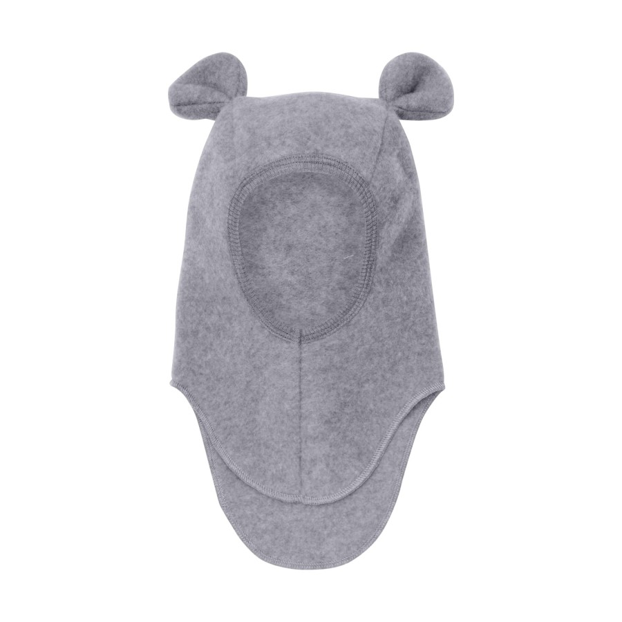 Kominiarka 100% wełny merino z uszkami misia - Medium grey melange / HUTTEliHUT
