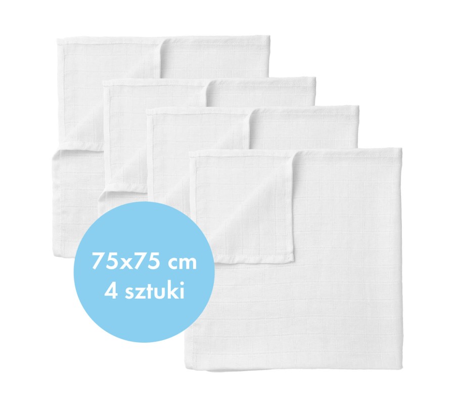 Zestaw dużych pieluch tetrowych - 75x75 cm, 4 sztuki / Lullalove