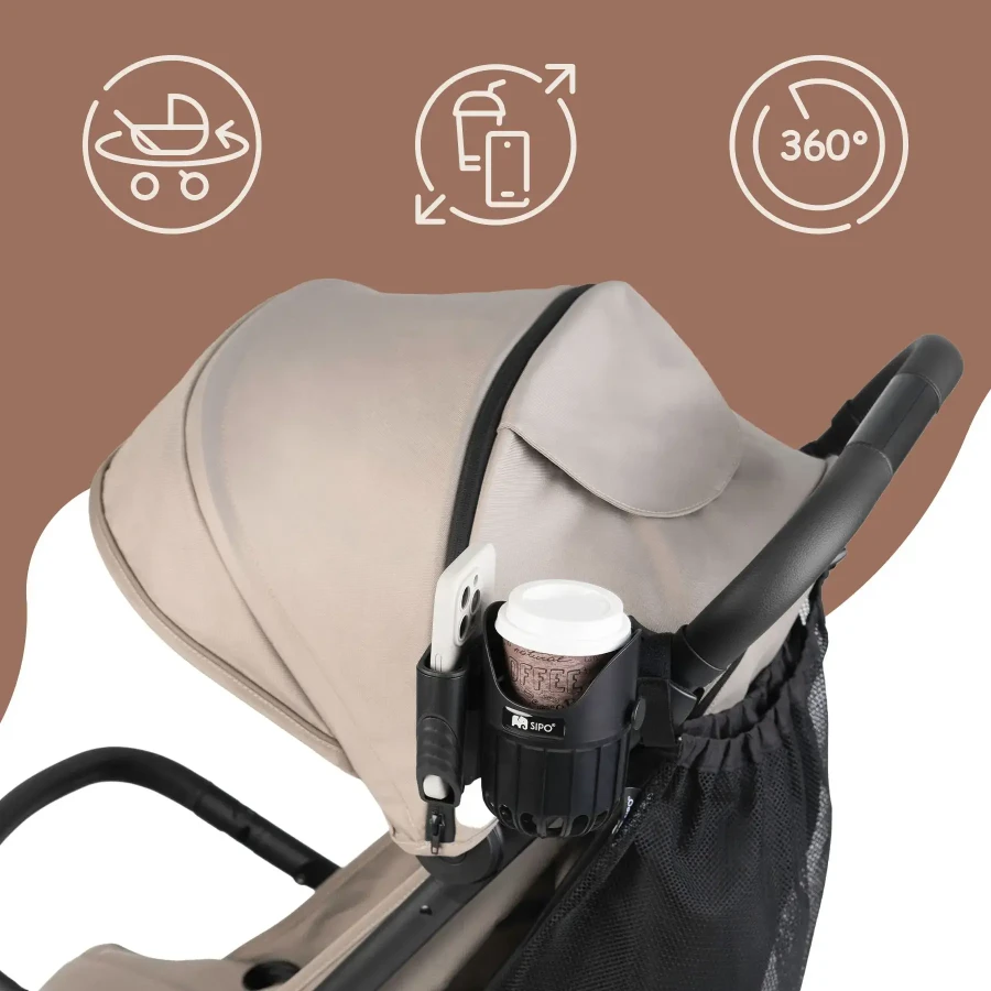 Uniwersalny uchwyt na kubek i telefon 2w1 do wózka dziecięcego / SIPO