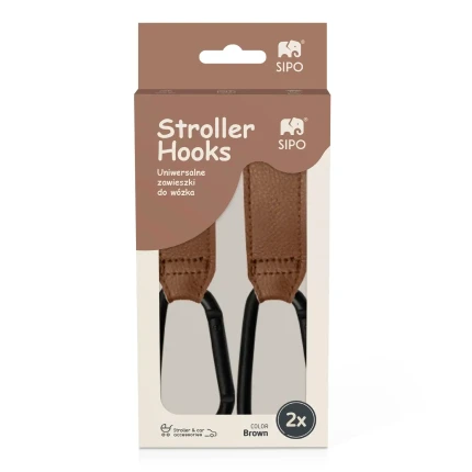 Zawieszki, haczyki do wózka, zestaw 2szt. - brązowe / SIPO