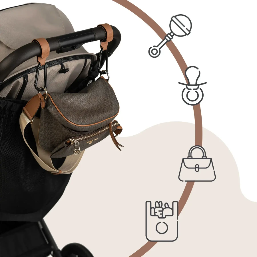 Zawieszki, haczyki do wózka, zestaw 2szt. - brązowe / SIPO