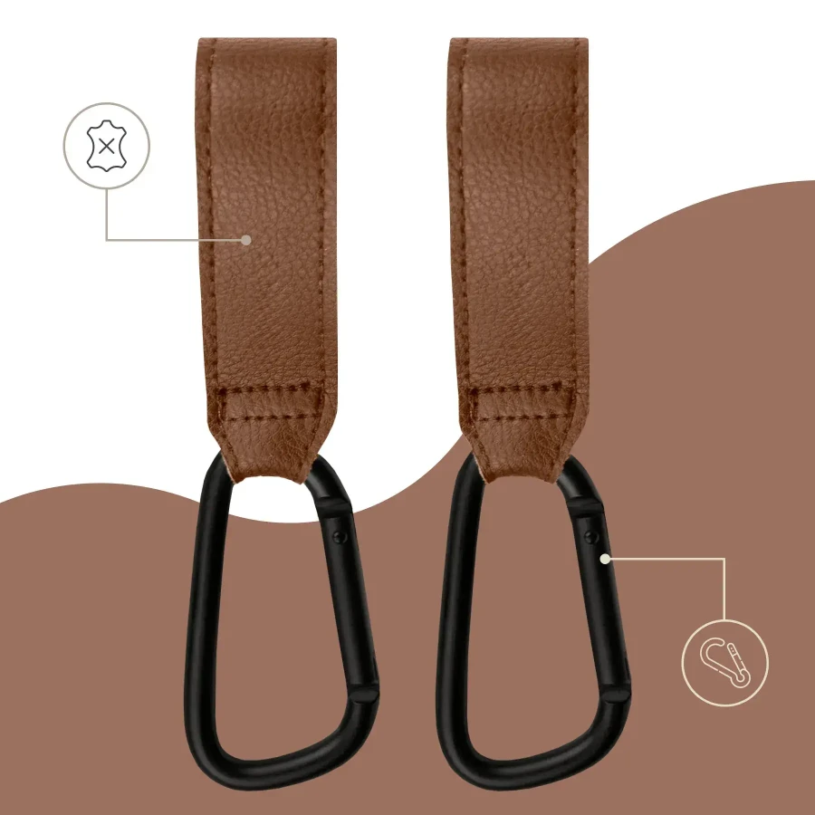 Zawieszki, haczyki do wózka, zestaw 2szt. - brązowe / SIPO