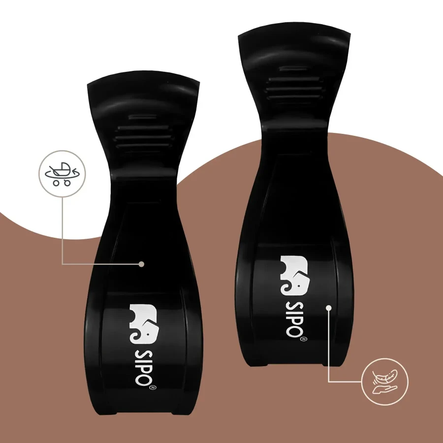 Wielofunkcyjne klipsy, klamry do wózka i fotelika, zestaw 2szt, - czarny / SIPO