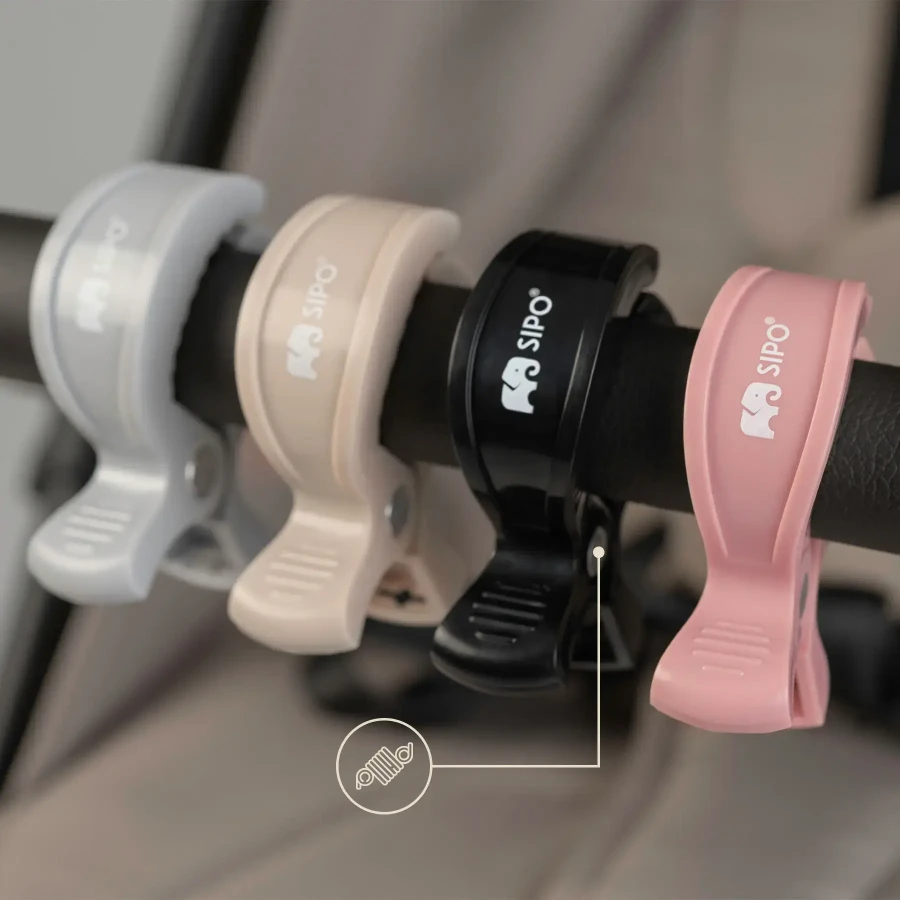 Wielofunkcyjne klipsy, klamry do wózka i fotelika, zestaw 2szt, - czarny / SIPO