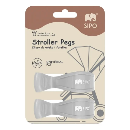 Wielofunkcyjne klipsy, klamry do wózka i fotelika, zestaw 2szt, - szary / SIPO