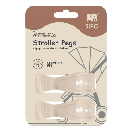 Wielofunkcyjne klipsy, klamry do wózka i fotelika, zestaw 2szt, - beżowy / SIPO