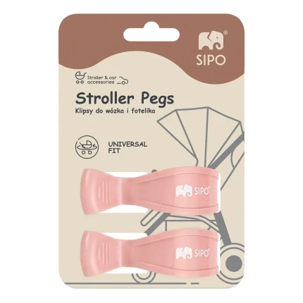 Wielofunkcyjne klipsy, klamry do wózka i fotelika, zestaw 2szt, - różowy / SIPO