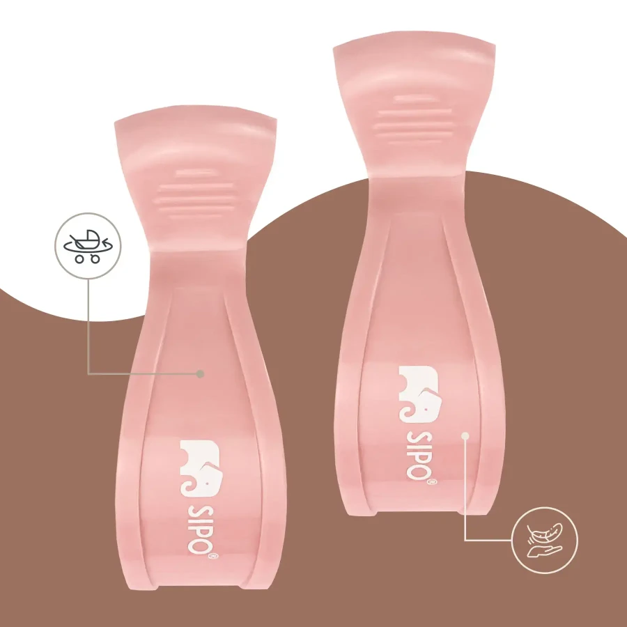 Wielofunkcyjne klipsy, klamry do wózka i fotelika, zestaw 2szt, - różowy / SIPO