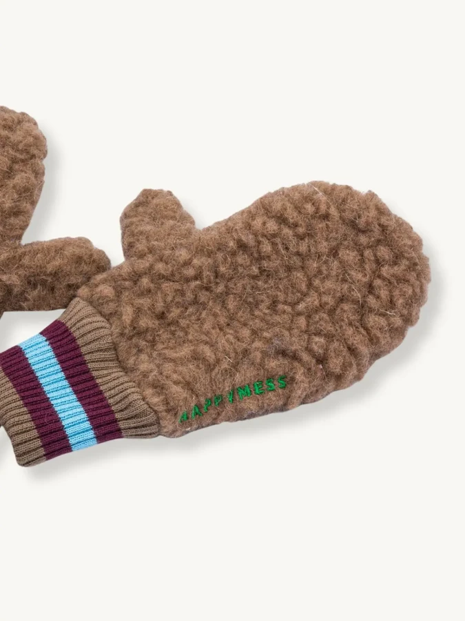 Dziecięce rękawiczki z wełny merino - teddy brown / Happymess