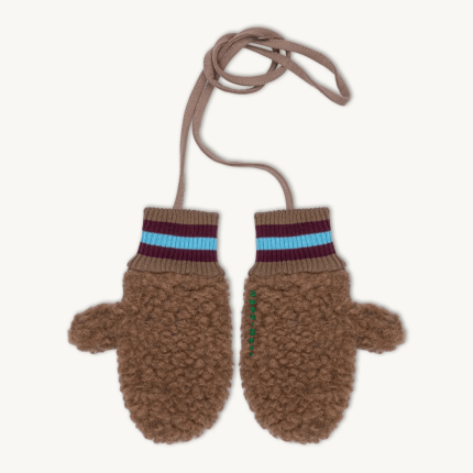 Dziecięce rękawiczki z wełny merino - teddy brown / Happymess