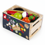 Drewniana skrzynka z warzywami i owocami do krojenia oraz akcesoriami / Janod