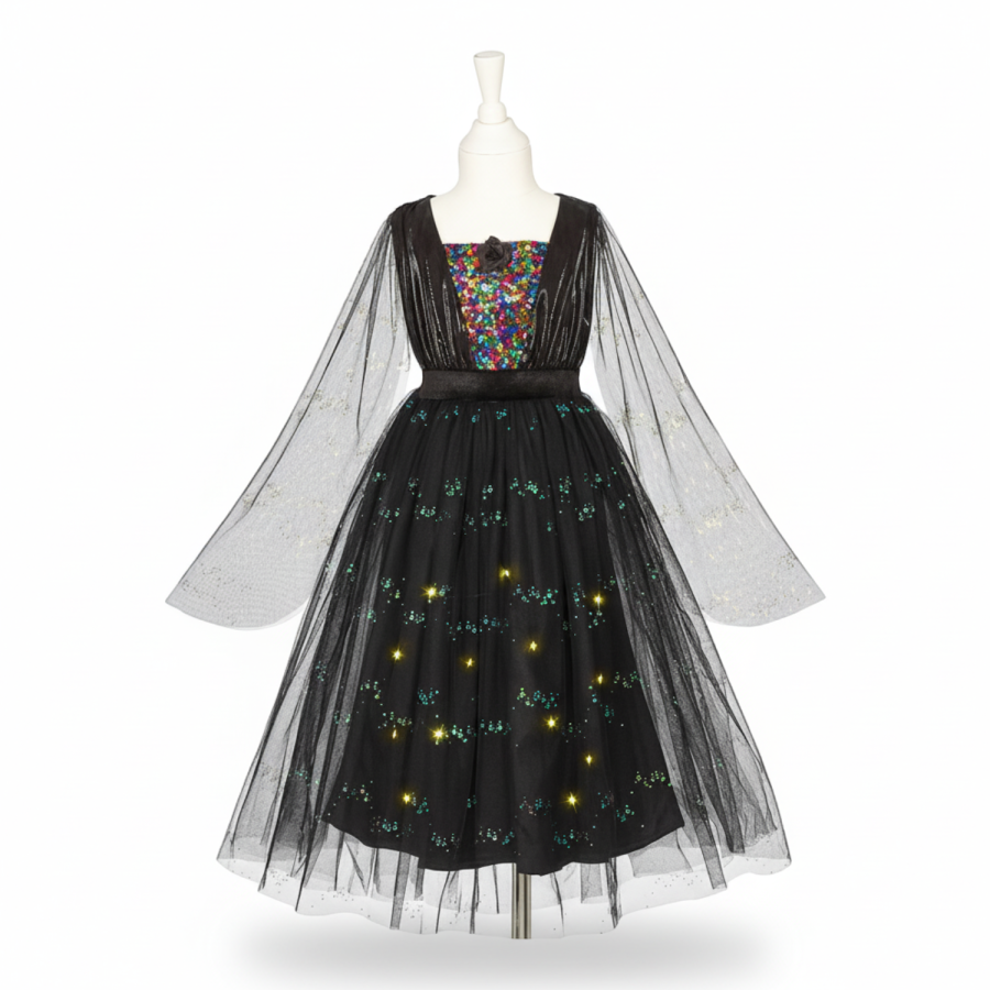Kostium sukienka tiulowa z cekinami i lampkami LED czarownica Agatha / Souza!